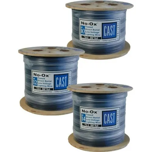 CAST PLW162500 NO-OX 16/2 Stranded Lighting Cable, Marine Grade, Tin Coated, Low Voltage Perimeter, Sunlight Resistant, Direct Burial, 500' (152.4m) Reel, Black