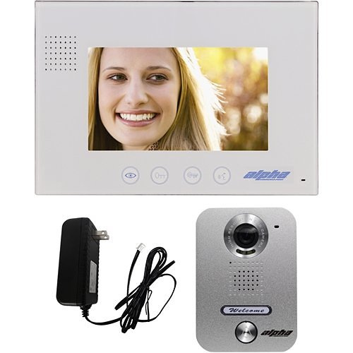 Alpha VK237WS Color Video Entry Intercom Kit, Includes 7." Soft-Touch Monitor and 1-Button Surface-Mounted Aluminum Entrance Panel, Expandable