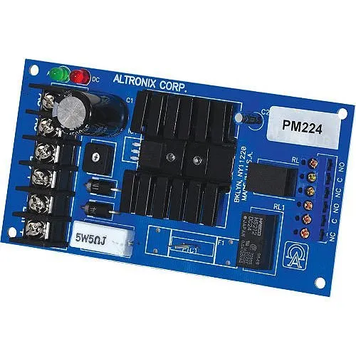 Altronix PM224 Linear Power Supply Charger, Single Output, 24VDC at .75A, 24VAC, Board