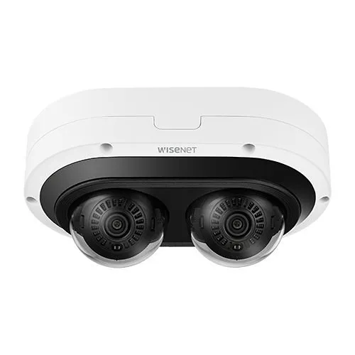 Hanwha PNM-12082RVD P Series 6MPx2-Channel Multi-Directional IP Dome Camera, 3.54-6.69mm Motorized Varifocal Lens, Outdoor, Vandal-Rated, IP66, IK10