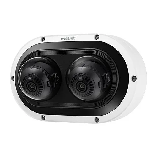 Hanwha PNM-12082RVD 6MP 2-Sensor Outdoor Multidirectional Vandal Rated IR WDR IP Dome Camera, 3.4-6.8mm Lens