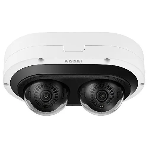 Hanwha PNM-12082RVD/KEX Series x 6MP Outdoor IR Multi-Directional Dome IP Camera, 3.54-6.69mm Motorized Varifocal Lens, White, TAA Compliant