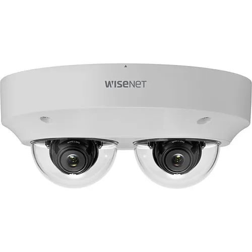Hanwha PNM-9000VD P-Series 10MP Dual-Eye Multi-Directional Camera, 3.7mm, 4.6mm and 7mm Fixed Lenses Options, White
