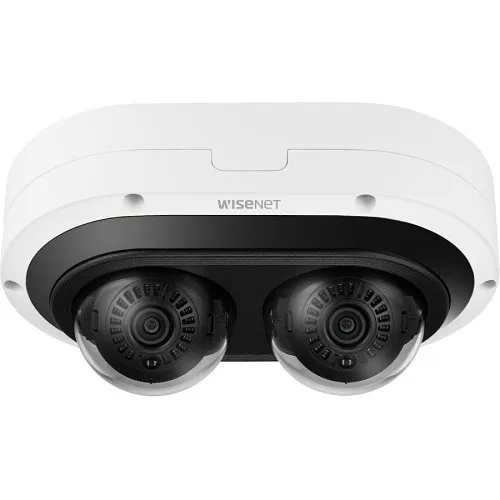 Hanwha PNM-C7083RVD P Series 2MP x 2 AI IR Multi-Directional Dome Camera, 3-6mm Motorized Varifocal Lens, Outdoor, Vanda-Rated, IP66, IK10