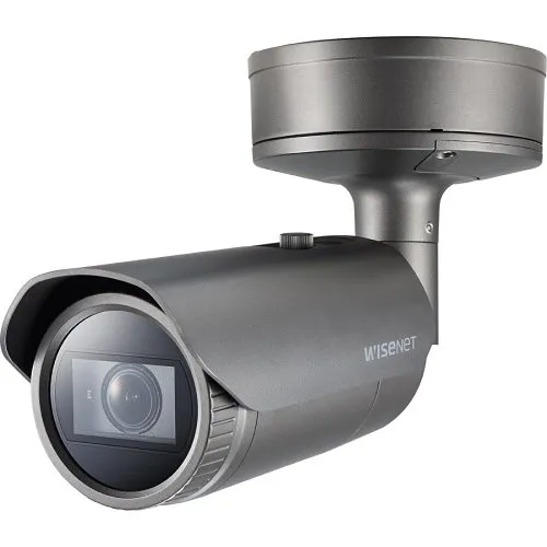 Hanwha PNO-A9081RLP P Series 8MP Low-Moderate Speed LPR Vandal Bullet Camera, 4.5-10mm Varifocal Lens, Aluminum, Dark Grey