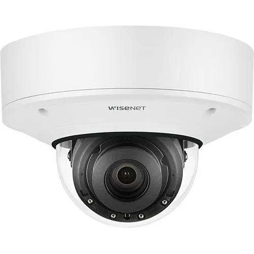 Hanwha PNV-A9081R P-Series 4K AI IR Vandal Dome Camera, 4.5-10mm Varifocal Lens, White