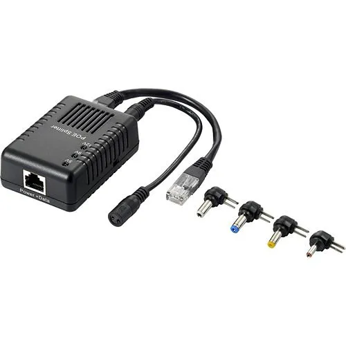 LevelOne POS-1002 Fast Ethernet PoE Splitter, 802.3af PoE, 5-12V DC Output