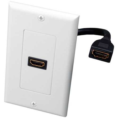 Vanco 120931X Slim Line Audio/Video Faceplate, White