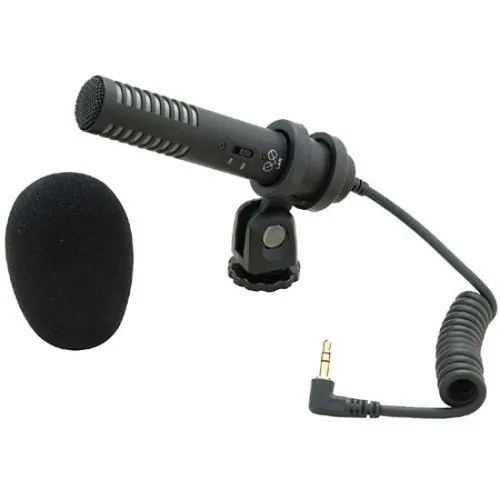 Audio-Technica PRO24-CM Stereo Condenser Camcorder Microphone, X/Y Stereo, 6" 12" Permanently Attached Coiled Cable