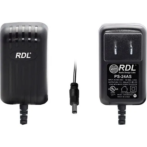 RDL PS-24AS 24V DC Switching Power Supply, North American AC Plug, 500 mA, dc Plug
