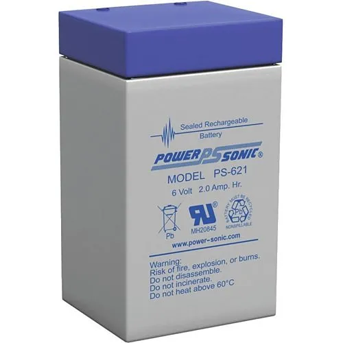 Power Sonic PS-621 PS Series 6V, 2Ah General Purpose Rechargeable SLA Battery, F1 Terminals