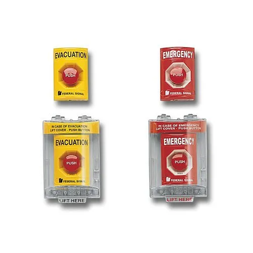 Federal Signal PSEMSC-R Pull Station with Sounder and Cover, 'EMERGENCY' Text, Red