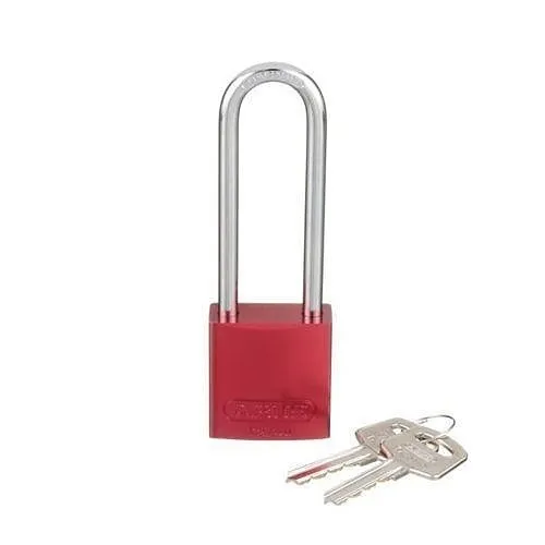 Panduit PSL-7-LS Aluminum Body Padlock, Long Shackle, Red