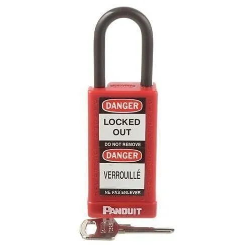 Panduit PSL-8-LB Plastic Padlock, 3" Long Body, Red