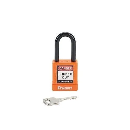 Panduit PSL-8OR Padlock with 1.58" Shackle, Aluminum, Orange