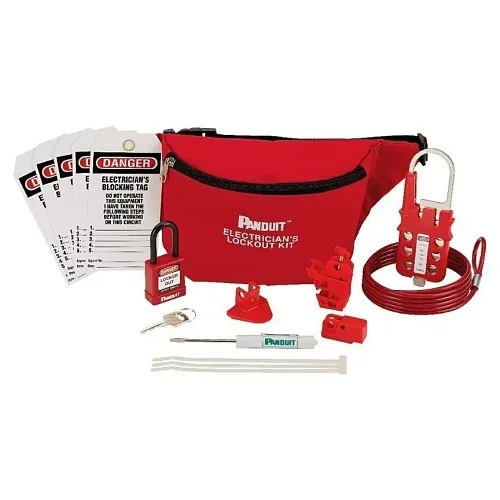 Panduit PSL-PK-EAP Lockout and Tagout Kit, Electrician Lockout Kit, 1-Kit, Red