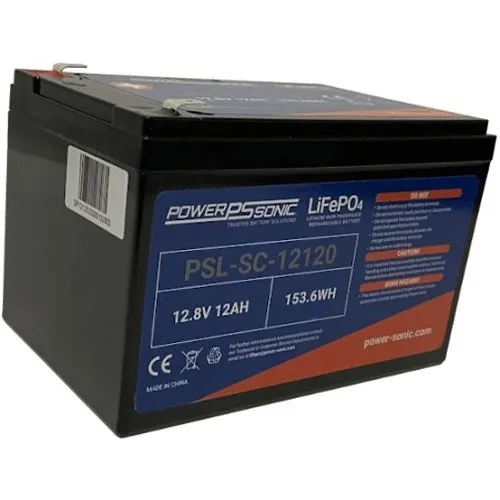 Power Sonic PSL-SC-12120 PSL-SC Series 12V, 12Ah Deep Cycle Rechargeable Lithium Battery, F2 Terminals