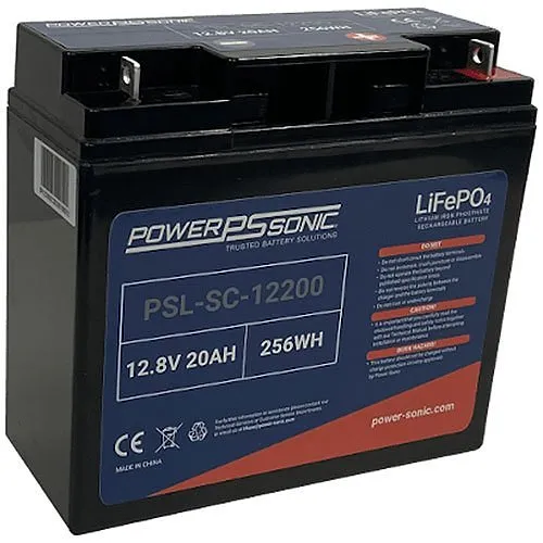 Power Sonic PSL-SC-12200 PSL-SC Series 12.8V, 20.0Ah Deep Cycle Rechargeable Lithium Battery, NB Terminals