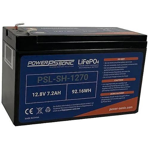 Power Sonic PSL-SH-1270 PSL-SH Series 12.8V, 7.2Ah High Rate Rechargeable Lithium Battery, F2 Terminals