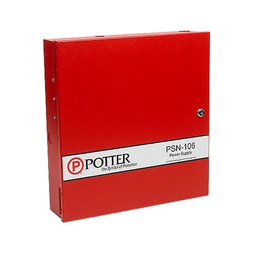 Potter PSN-106 10A Conventional Power Supply with Outputs, Red Housing