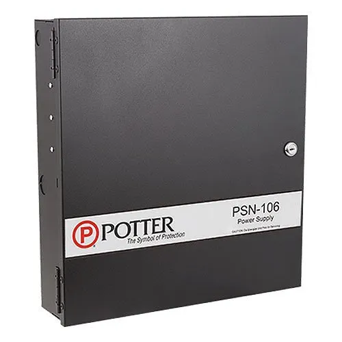 Potter PSN-106B PSN Series 10A Conventional Power Supply with Outputs, Black Enclosure