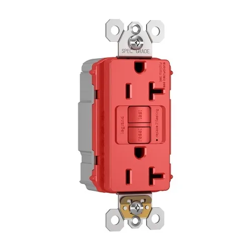 Pass & Seymour PT2097-RED Self Test PlugTail Ground Fault Circuit Interrupter Receptacle 20A, Red