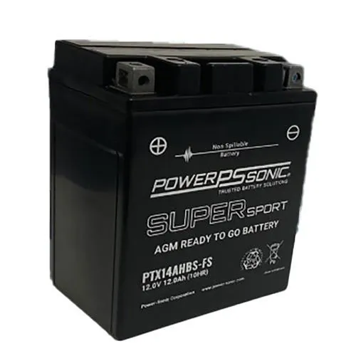 Power Sonic PTX14AHBS-FS Factory Activated AGM Series 12V, 12Ah AGM Battery, Delivering 210CCA