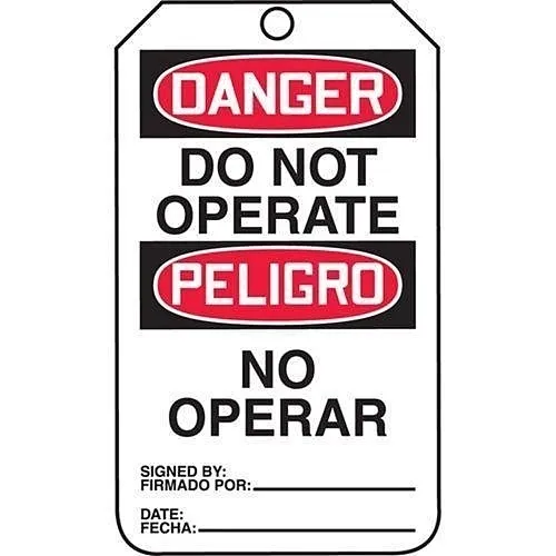 Panduit PVT-1125 Sign, Decal and Barricade Tape, 15-MIL TAGDANGER DO Not OPERATE/PELIGRO NO OPERAR