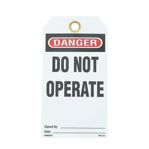 Panduit PVT-41 Plastic Tag 'Danger Do Not Operate', 5" Sign and Name Plates