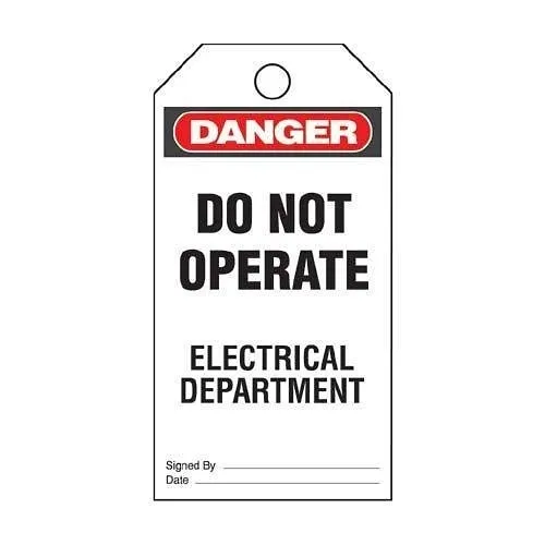 Panduit PVT-43 Plastic Tag 'Danger Do Not Operate Electrical Lockout'