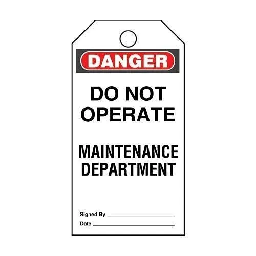 Panduit PVT-44 'Danger Do Not Operate' Plastic Tag, Sign and Name Plates