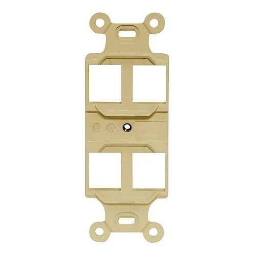 Hubbell Q106E 4-Port Duplex 106 Phone Data Multimedia Component Outlet Frame, Electric Ivory