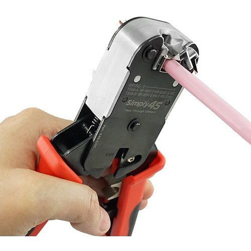 Simply45 S45-C101 ProSeries All-In-One RJ45 Crimp Tool, Pass-Through and Standard WE, SS RJ45