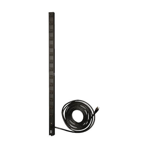 Eaton Tripp Lite PDUV15 1.4KW Single-Phase 120V Basic PDU, 14 NEMA 5-15R Outlets, NEMA 5-15P Input, 15' (4.57 m)Cord, 0U Vertical