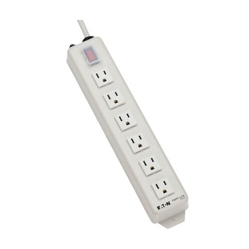 Eaton Tripp Lite TLM606NC 6-Outlet Power Strip, 6' Cord, 15A Circuit Breaker, Keyhole Mounting, Black