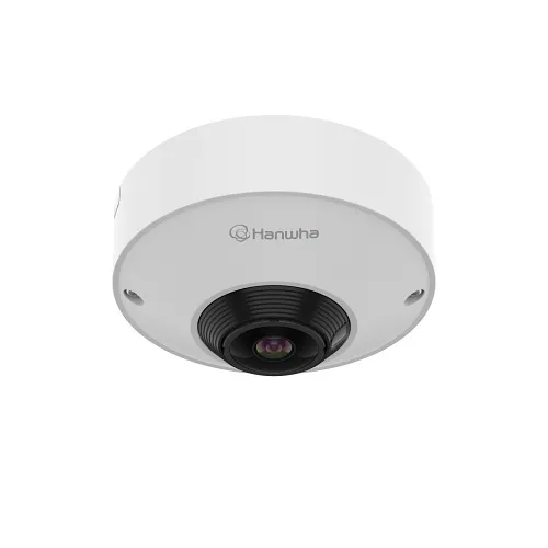 Hanwha QNF-C9010 12MP AI Fisheye IP Camera, 7.3W PoE, 1.76mm Fixed Focal Lens