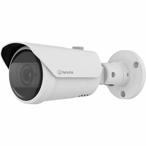 Hanwha QNO-C9083R Q-Series 4K AI IR Bullet Camera 3-10mm Varifocal Lens, White