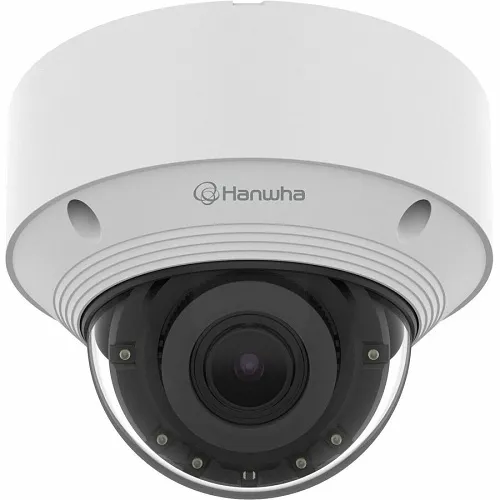 Hanwha QNV-C9083R Q-Series 4K AI IR Vandal Dome Camera 3.2-10.2mm Motorizes Varifocal Lens, White