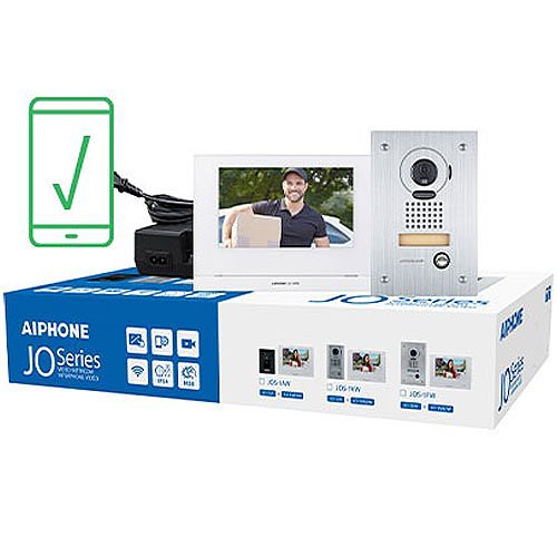 Aiphone JOS-1FW Mobile-Ready Box Set with Flush-Mount Door Station, 7" Video Set, Includes JO-1MDW, JO-DVF, PS-1820UL