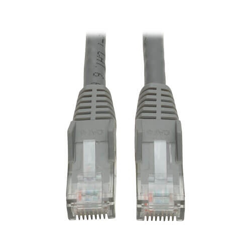 Eaton Tripp Lite N201-050-GY CAT6 Gigabit Snagless Molded (UTP) Ethernet Cable, RJ45 Male to Male, PoE, 50' (15.24m), Gray