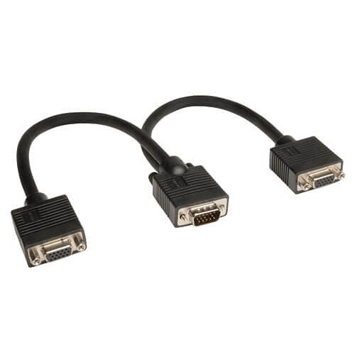 Tripp Lite P516-001 VGA Monitor Y Splitter Cable, HD15 Male to (2) Female, 1' (0.31m)