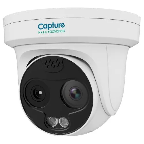 Capture Advance R2-THRMLTRT 256x192 IP Bi-Spectrum Thermal Turret Camera, NDAA Compliant, White, 3.5mm Fixed Lens