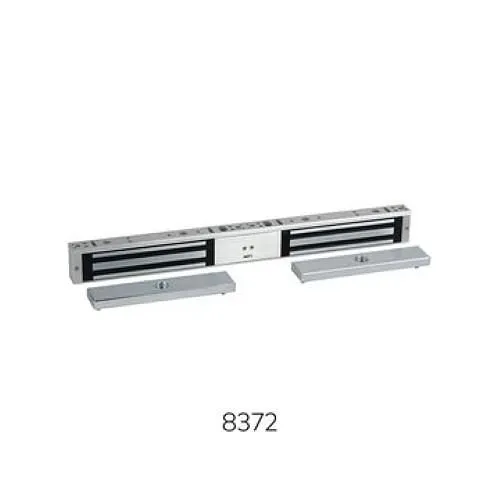 RCI 8372SCSX28 Surface Double MiniMag Electromagnetic Lock with Security Condition Sensor, Outswing Doors, 750 lb, 12/24VDC, Brushed Anodized Aluminum