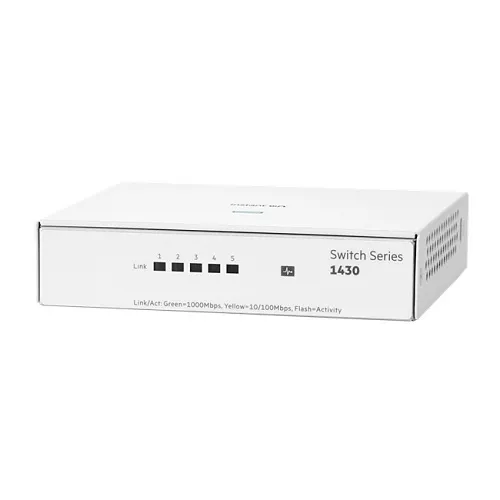 HPE R8R44A#ABA Switch Series 1430 5-Port Gb Unmanaged Layer 2 Ethernet Switch, 5x 1G, Fan-less