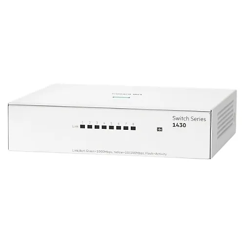 HPE R8R45A#ABA Instant On Switch Series 1430 8-Port Gb Unmanaged Layer 2 Ethernet Switch, 8x 1G, Fan-less