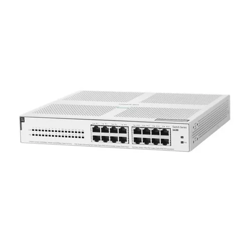 HPE R8R48A#ABA Switch Series 1430 16-Port Gb Unmanaged Layer 2 Ethernet Switch with PoE, 16x 1G, 16x CL4 PoE 124W, Fan-less
