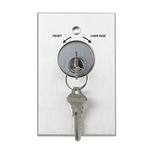 RCI 960 Tamper-Resistant Key Switch with LED, Reset/Override Marking, Momentary, Brushed Anodized Aluminum