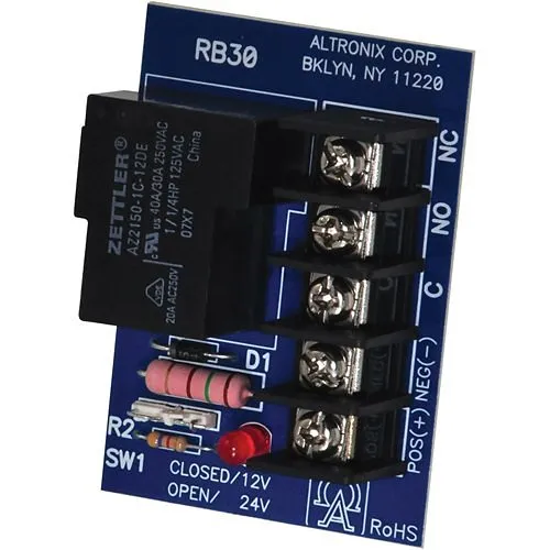 Altronix RB30 Relay Module, 12/24VDC, SPDT Contacts at 30A/28VDC, 120VAC or 277VAC