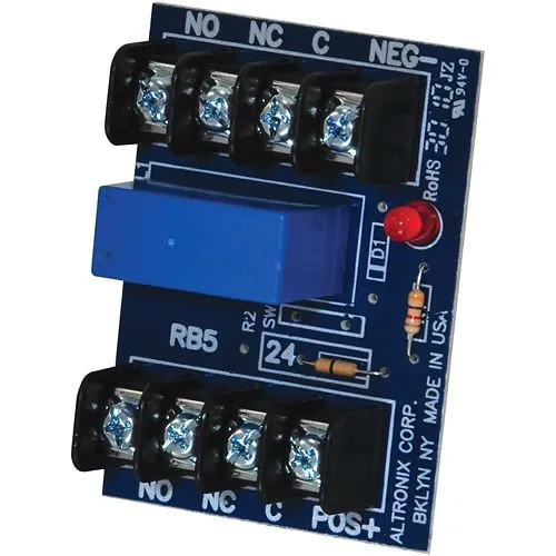 Altronix RB524 Relay Module, 24VDC, DPDT Contacts at 5A/220VAC or 28VDC