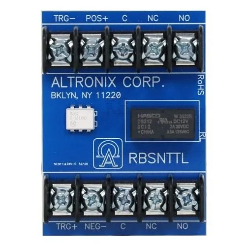 Altronix RBSNTTL Ultra-Sensitive Relay Module, 12/24VDC, DPDT Contacts at 1A/120VAC or 2A/28VDC